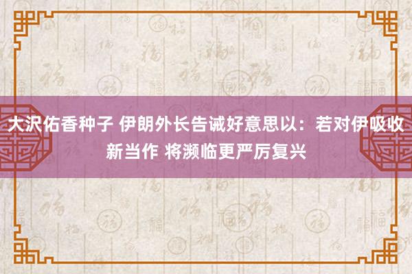 大沢佑香种子 伊朗外长告诫好意思以：若对伊吸收新当作 将濒临更严厉复兴
