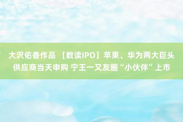 大沢佑香作品 【数读IPO】苹果、华为两大巨头供应商当天申购 宁王一又友圈“小伙伴”上市