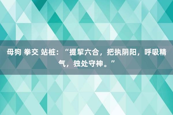 母狗 拳交 站桩：“提挈六合，把执阴阳，呼吸精气，独处守神。”