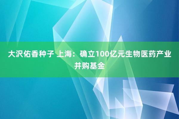 大沢佑香种子 上海：确立100亿元生物医药产业并购基金
