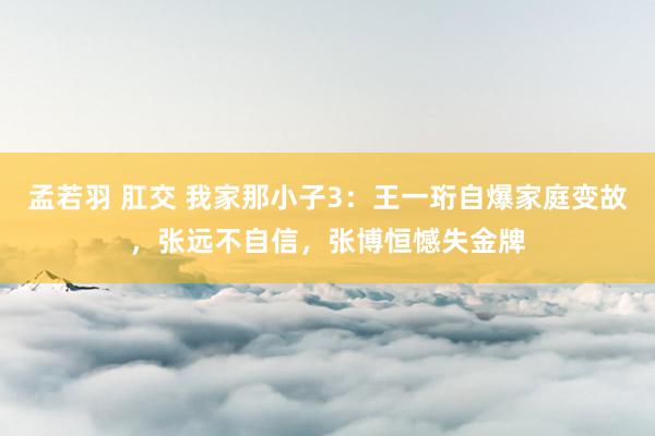 孟若羽 肛交 我家那小子3：王一珩自爆家庭变故，张远不自信，张博恒憾失金牌
