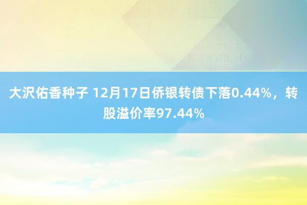 大沢佑香种子 12月17日侨银转债下落0.44%，转股溢价率97.44%