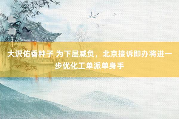 大沢佑香种子 为下层减负，北京接诉即办将进一步优化工单派单身手