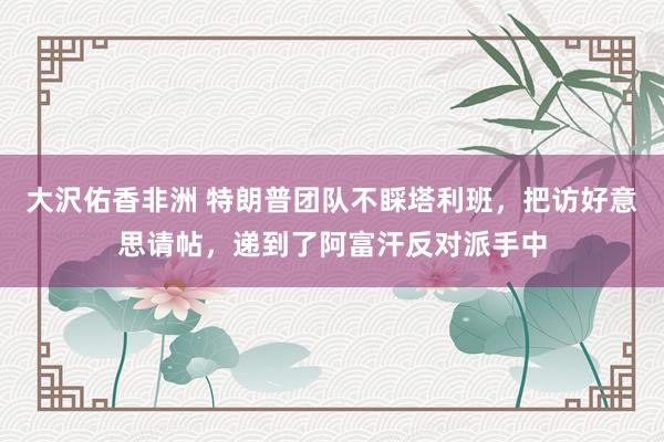 大沢佑香非洲 特朗普团队不睬塔利班，把访好意思请帖，递到了阿富汗反对派手中