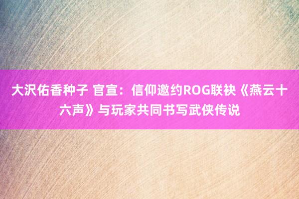 大沢佑香种子 官宣：信仰邀约ROG联袂《燕云十六声》与玩家共同书写武侠传说