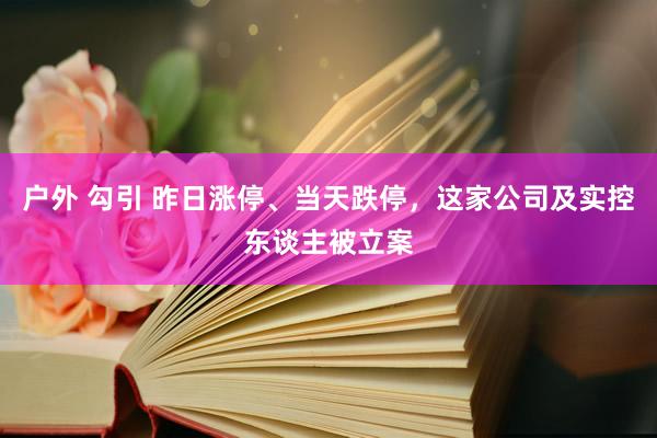 户外 勾引 昨日涨停、当天跌停，这家公司及实控东谈主被立案