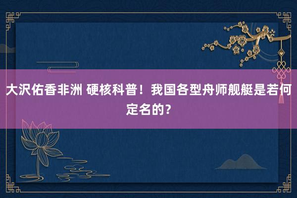 大沢佑香非洲 硬核科普！我国各型舟师舰艇是若何定名的？