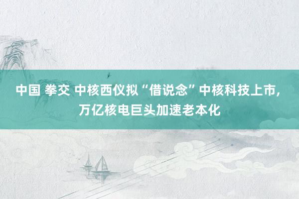 中国 拳交 中核西仪拟“借说念”中核科技上市， 万亿核电巨头加速老本化