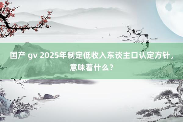 国产 gv 2025年制定低收入东谈主口认定方针，意味着什么？