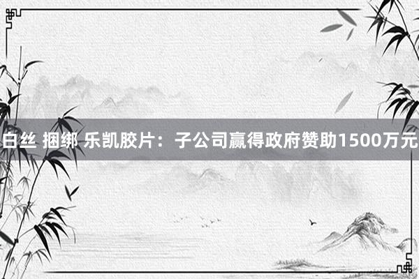 白丝 捆绑 乐凯胶片：子公司赢得政府赞助1500万元