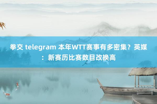 拳交 telegram 本年WTT赛事有多密集？英媒：新赛历比赛数目改换高