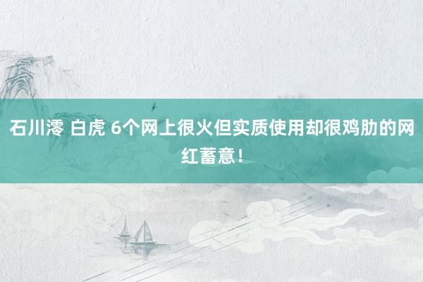 石川澪 白虎 6个网上很火但实质使用却很鸡肋的网红蓄意！