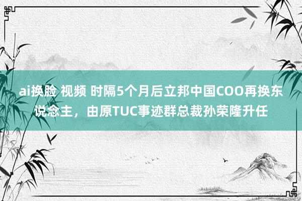 ai换脸 视频 时隔5个月后立邦中国COO再换东说念主，由原TUC事迹群总裁孙荣隆升任