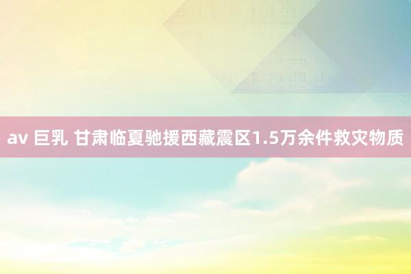 av 巨乳 甘肃临夏驰援西藏震区1.5万余件救灾物质
