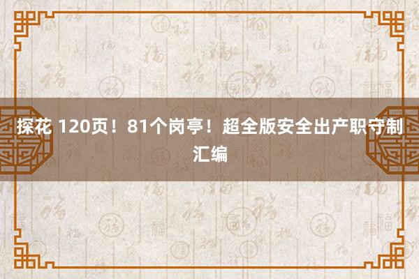 探花 120页！81个岗亭！超全版安全出产职守制汇编