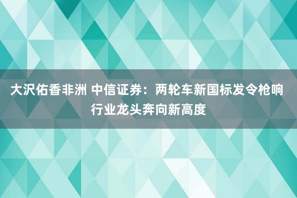 大沢佑香非洲 中信证券：两轮车新国标发令枪响 行业龙头奔向新高度
