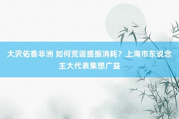 大沢佑香非洲 如何荒诞提振消耗？上海市东说念主大代表集想广益