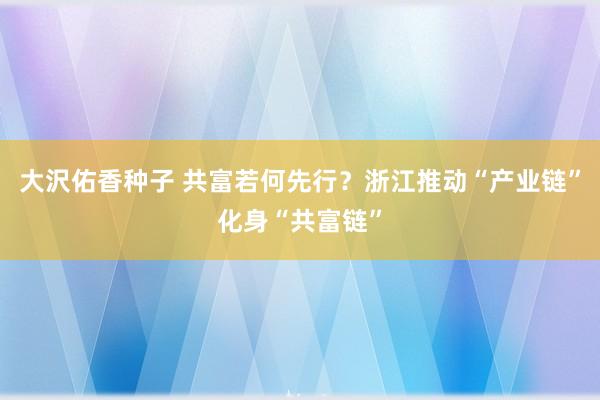 大沢佑香种子 共富若何先行？浙江推动“产业链”化身“共富链”