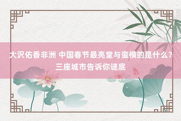 大沢佑香非洲 中国春节最亮堂与蛮横的是什么？三座城市告诉你谜底