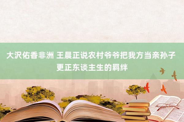 大沢佑香非洲 王晨正说农村爷爷把我方当亲孙子 更正东谈主生的羁绊