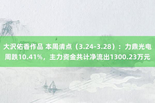 大沢佑香作品 本周清点（3.24-3.28）：力鼎光电周跌10.41%，主力资金共计净流出1300.23万元