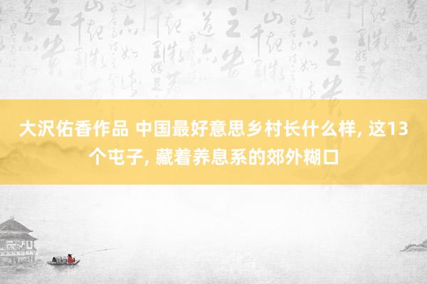 大沢佑香作品 中国最好意思乡村长什么样， 这13个屯子， 藏着养息系的郊外糊口