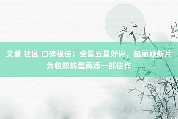 文爱 社区 口碑极佳！全是五星好评，赵丽颖新片为收效转型再添一部佳作