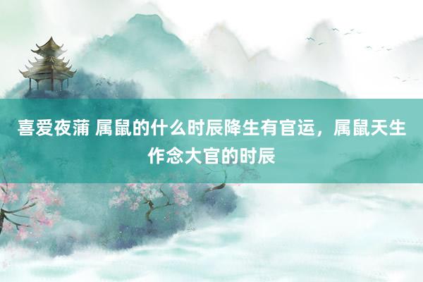 喜爱夜蒲 属鼠的什么时辰降生有官运，属鼠天生作念大官的时辰